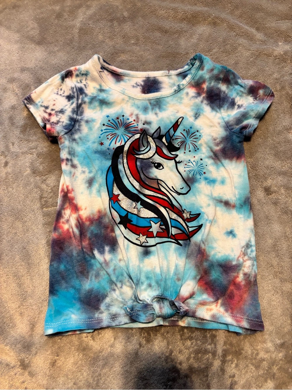 Girls Tie-Dye Unicorn Tee — Blue & Red